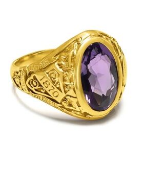 14 kt  Amethyst Oval Hunter College Signet Ring